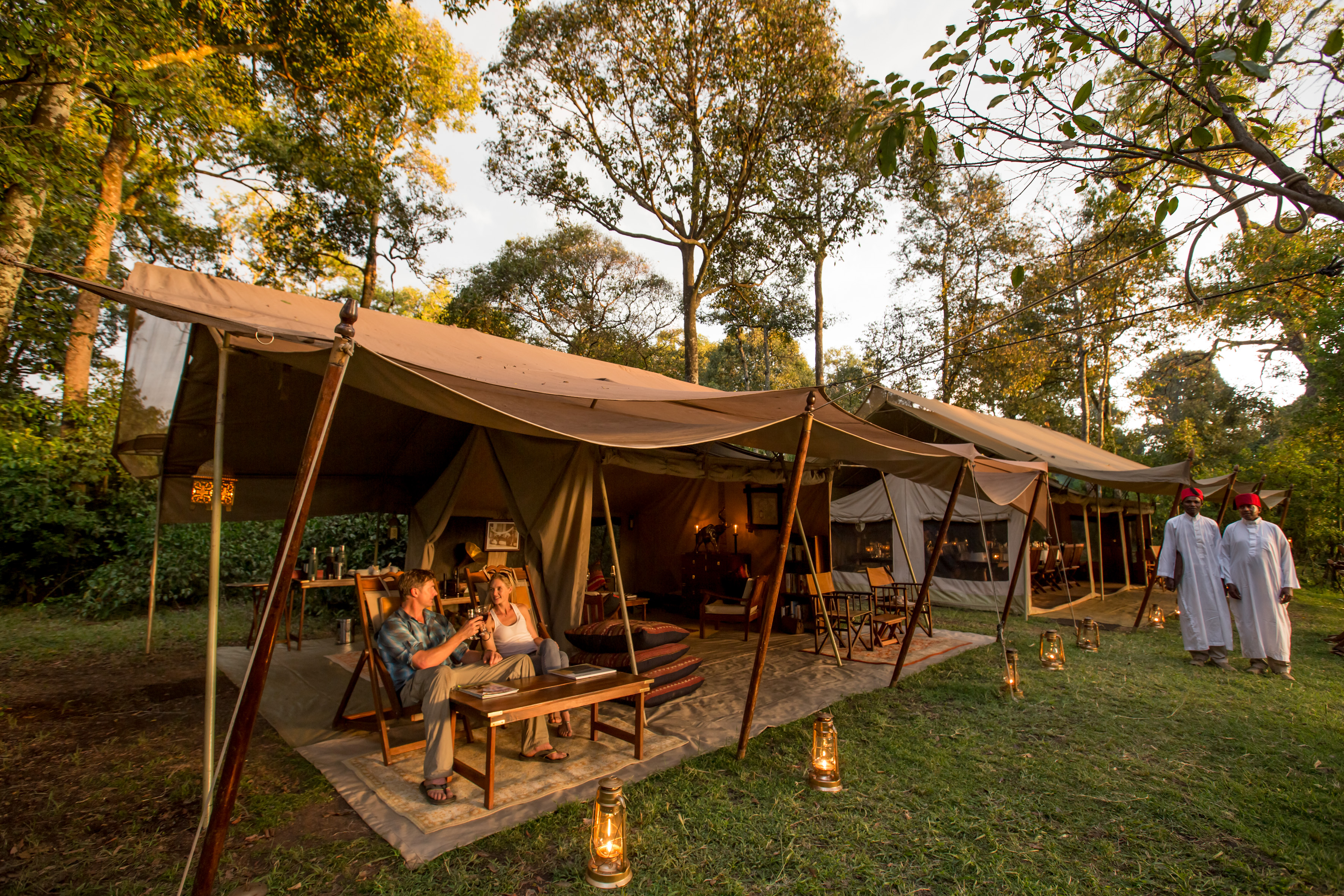 Two lounge tents and a dining tent 
